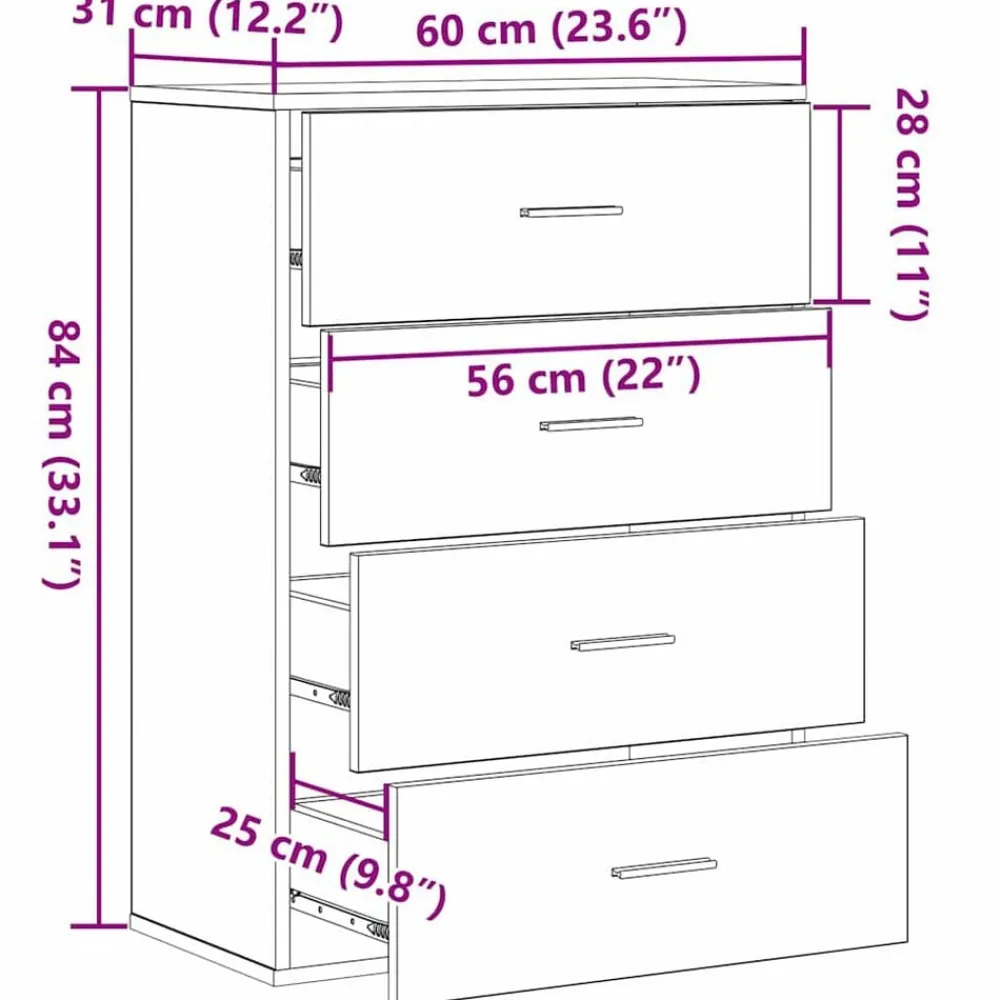 vidaXL Armarios Y Almacenamiento-Aparador Roble artesanal 60 x 31 x 84 cm Madera de ingeniería