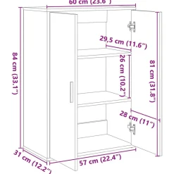 vidaXL Armarios Y Almacenamiento-Aparador Roble artesanal 60 x 31 x 84 cm Madera de ingeniería
