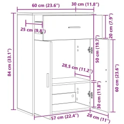 vidaXL Armarios Y Almacenamiento-Aparador 60 x 30 x 84 cm Madera de ingeniería