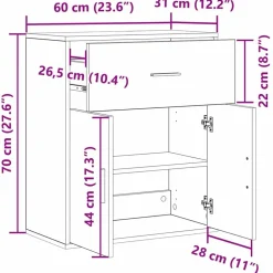 vidaXL Armarios Y Almacenamiento-Aparador 60 x 31 x 70 cm Madera de ingeniería