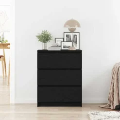 vidaXL Aparador 60x35x76 cm Madera de ingeniería Roble negro Sale