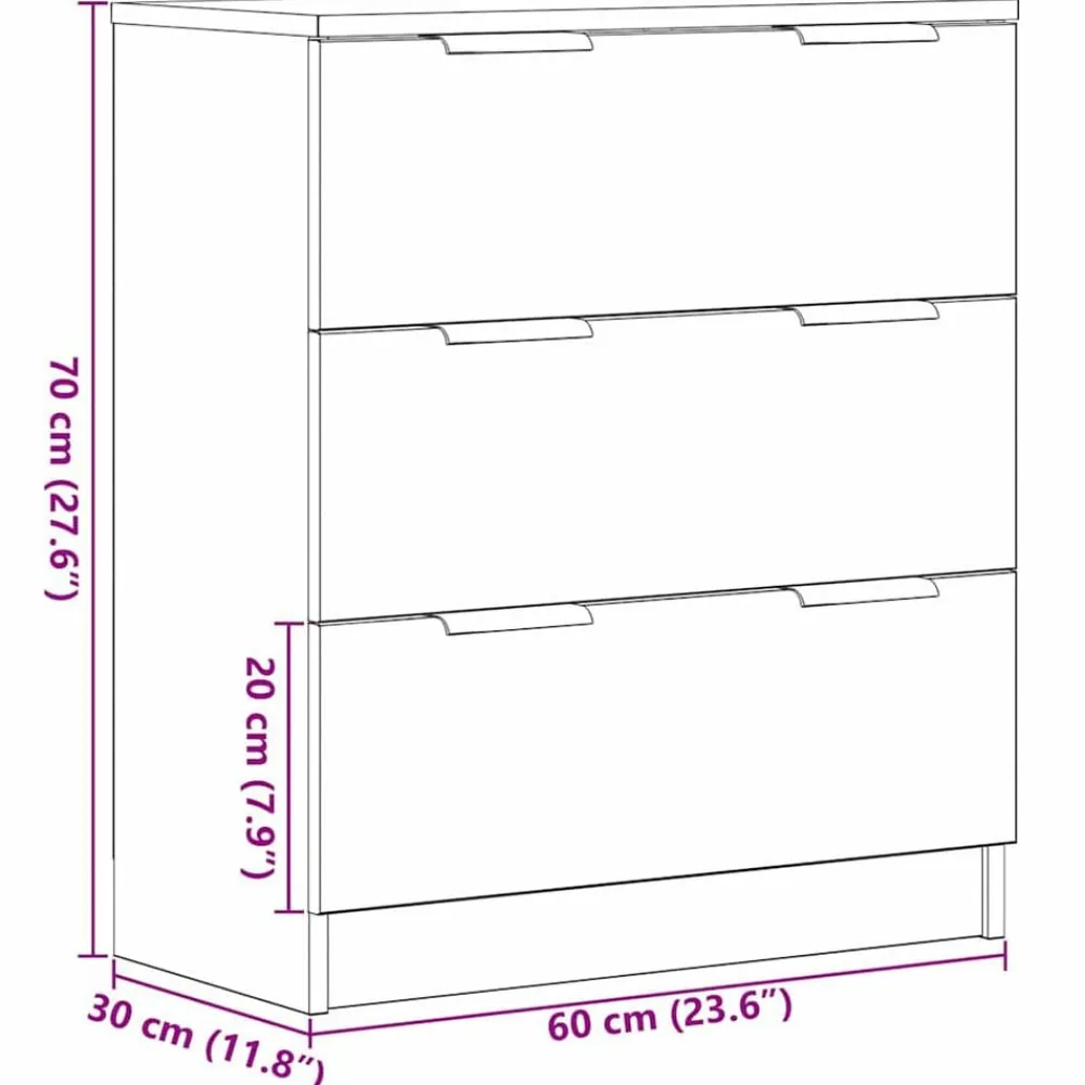 vidaXL Armarios Y Almacenamiento-Aparador 60 x 30 x 70 cm Madera de ingeniería
