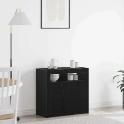 vidaXL Aparador 80 x 35 x 75 cm Madera de ingeniería Roble negro Hot