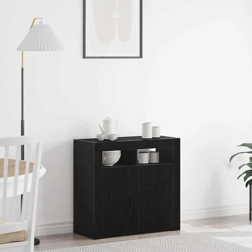 vidaXL Aparador 80 x 35 x 75 cm Madera de ingeniería Roble negro Hot