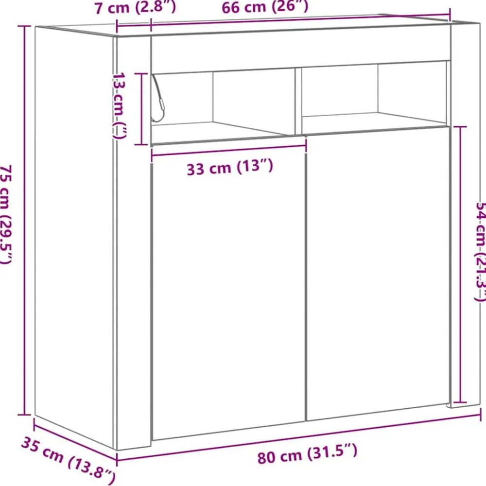 vidaXL Aparador 80 x 35 x 75 cm Madera de ingeniería Roble negro Hot