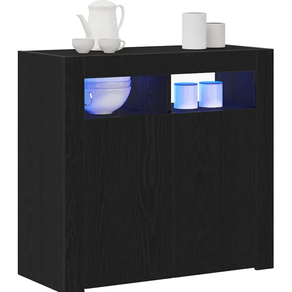 vidaXL Aparador 80 x 35 x 75 cm Madera de ingeniería Roble negro Hot
