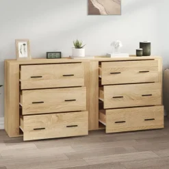 vidaXL Aparadores 2 piezas madera contrachapada color Roble Sonoma Clearance