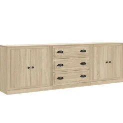 vidaXL Armarios Y Almacenamiento-Aparadores 3 piezas madera contrachapada color