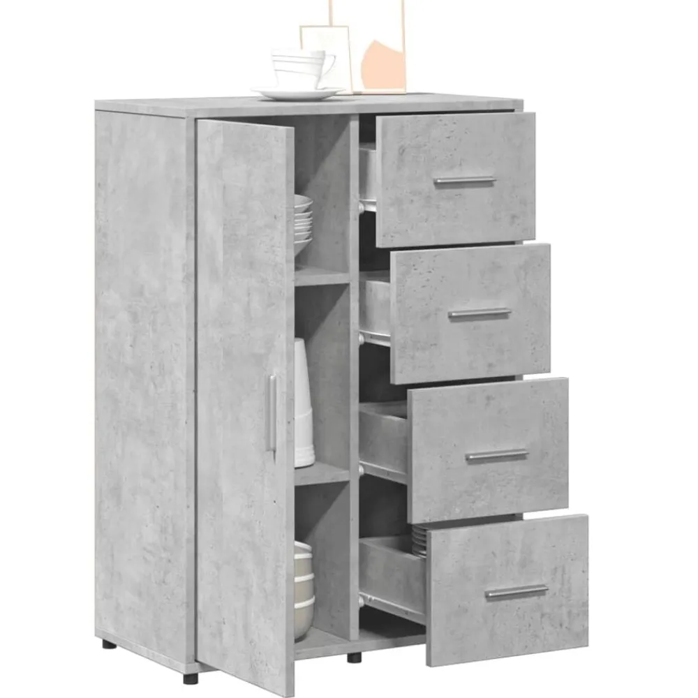 vidaXL Armarios Y Almacenamiento-Aparadores 2 uds madera de ingeniería gris hormigón 60x31x84 cm