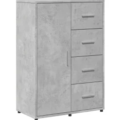 vidaXL Armarios Y Almacenamiento-Aparadores 2 uds madera de ingeniería gris hormigón 60x31x84 cm