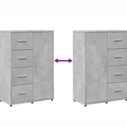 vidaXL Armarios Y Almacenamiento-Aparadores 2 uds madera de ingeniería gris hormigón 60x31x84 cm