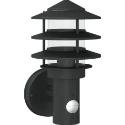 vidaXL Aplique de exterior con sensor acero inoxidable Negro Online