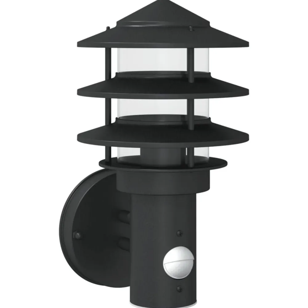 vidaXL Aplique de exterior con sensor acero inoxidable Negro Online