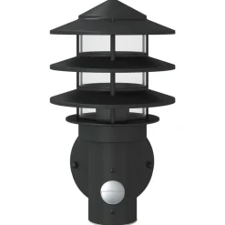 vidaXL Aplique de exterior con sensor acero inoxidable Negro Online