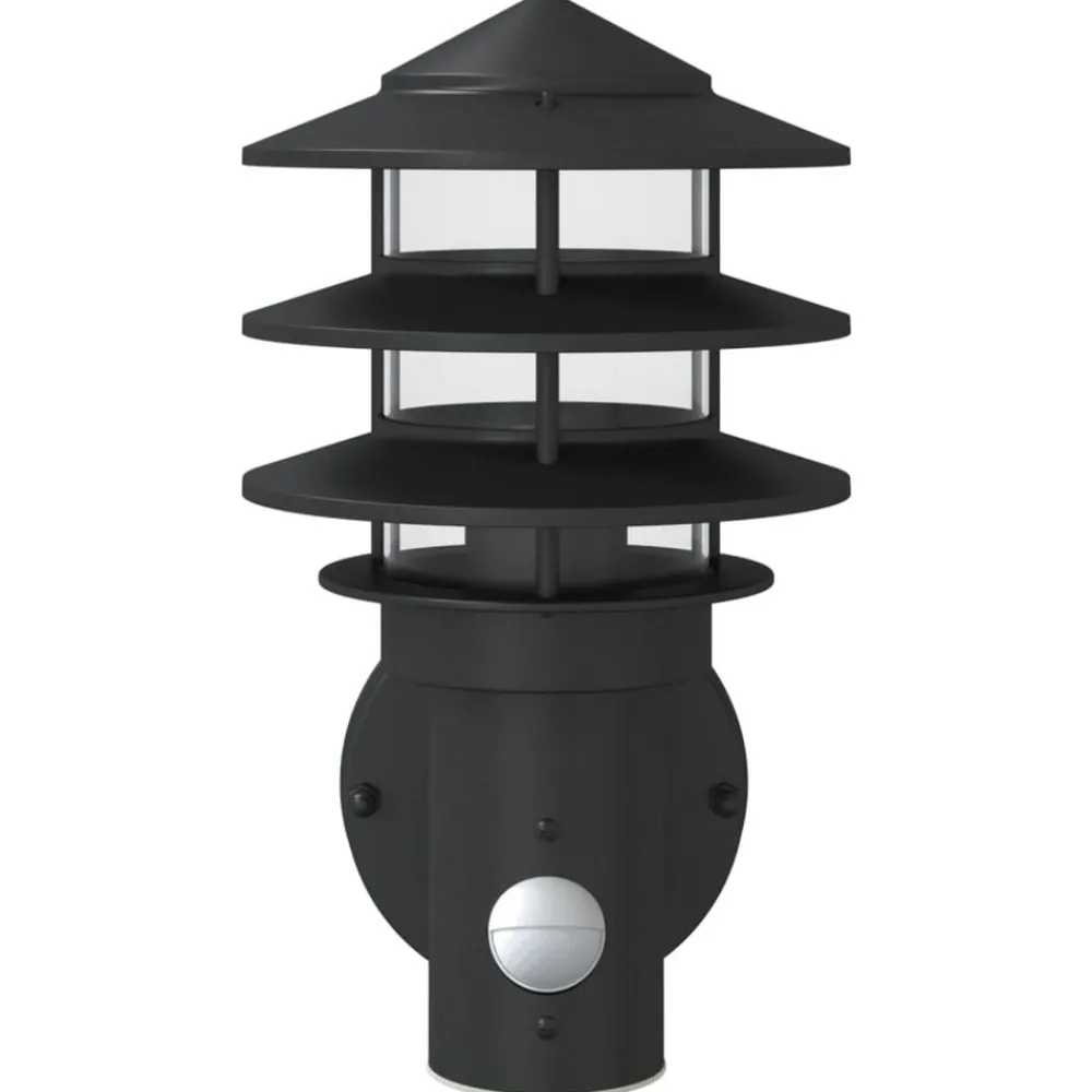 vidaXL Aplique de exterior con sensor acero inoxidable Negro Online