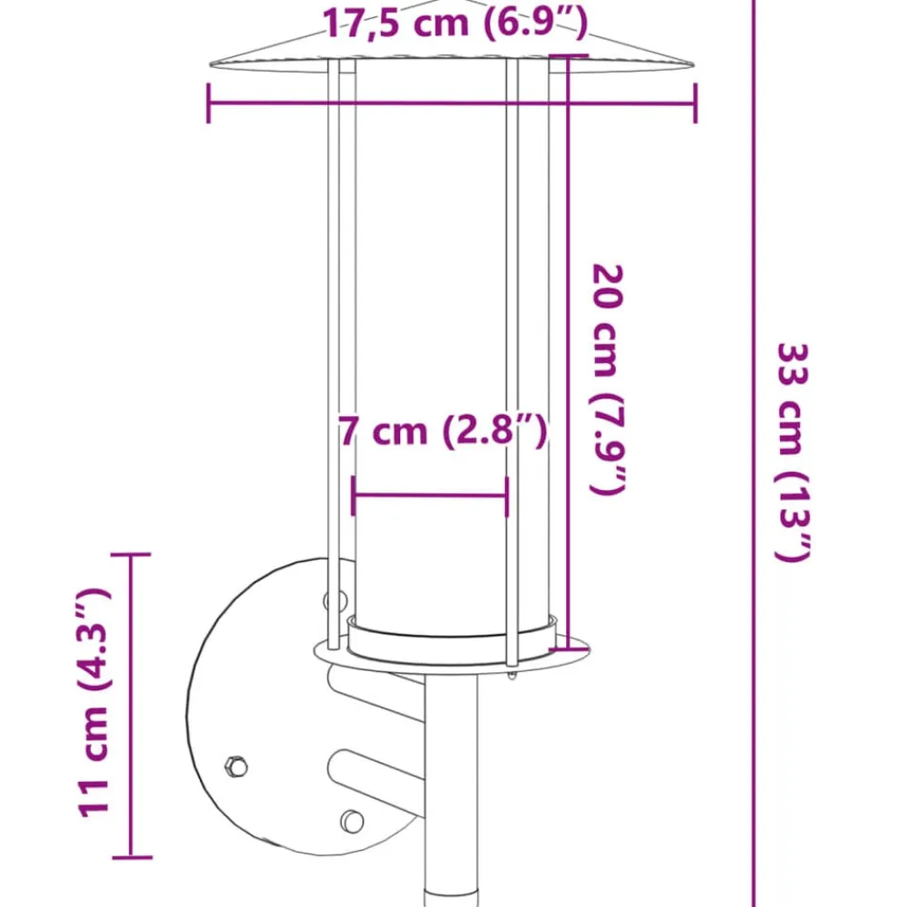 vidaXL Iluminación-Aplique de exterior de acero inoxidable