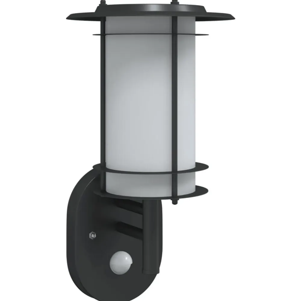 vidaXL Aplique de exterior con sensor acero inoxidable Negro New