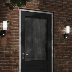 vidaXL Aplique de exterior con sensor acero inoxidable Negro New