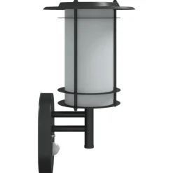 vidaXL Aplique de exterior con sensor acero inoxidable Negro New