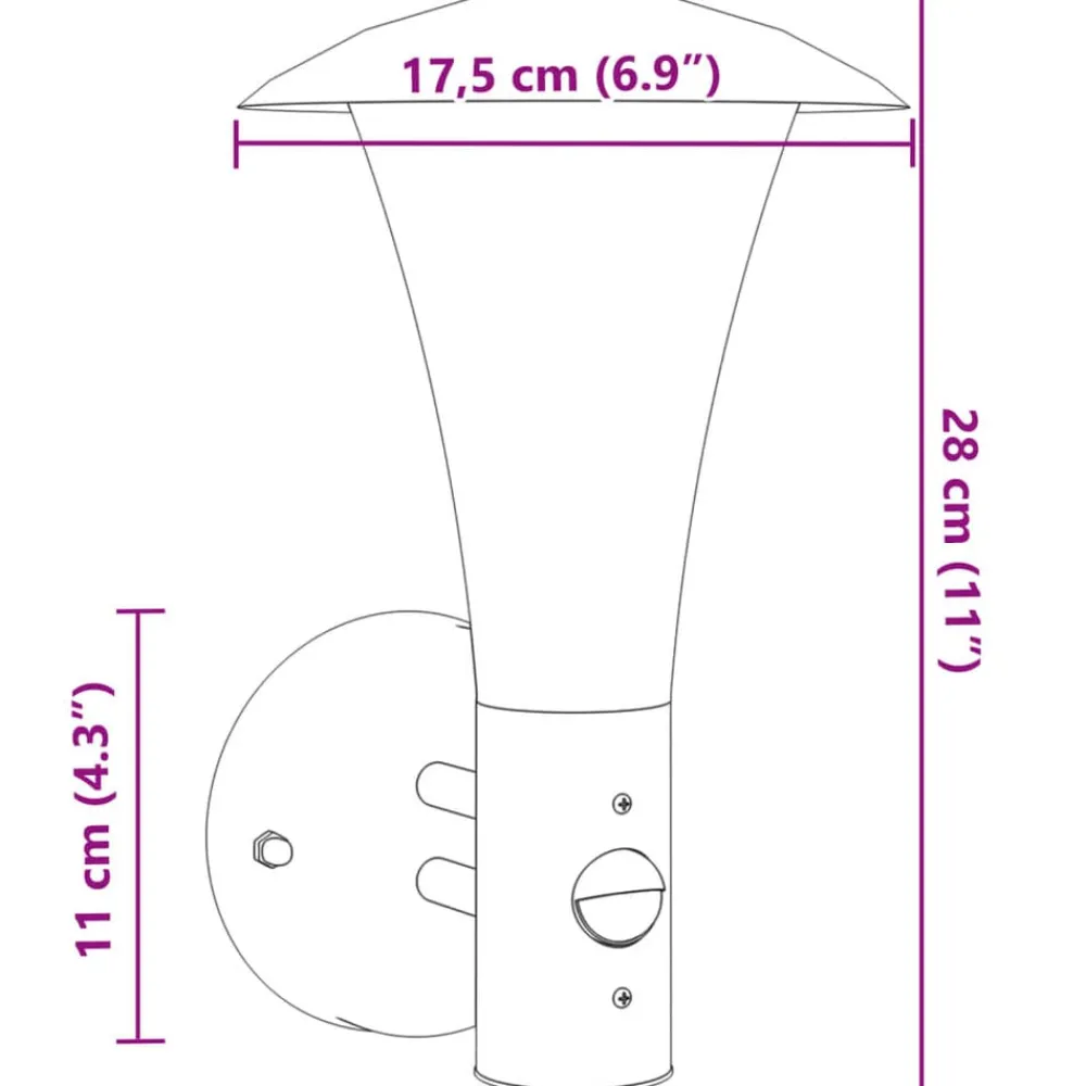 vidaXL Iluminación-Aplique de exterior con sensor acero inoxidable