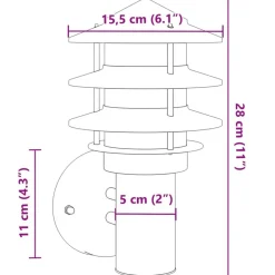 vidaXL Iluminación-Aplique de exterior de acero inoxidable