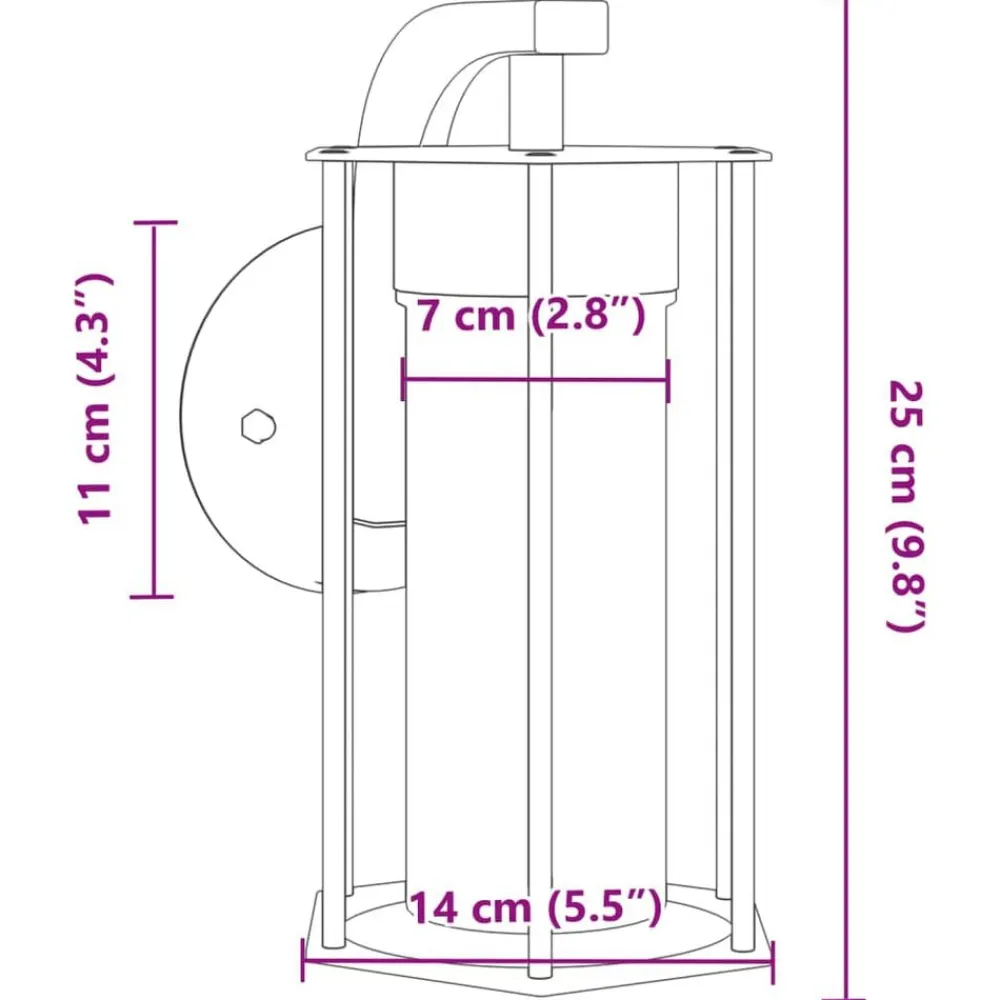 vidaXL Iluminación-Aplique de exterior de acero inoxidable negro