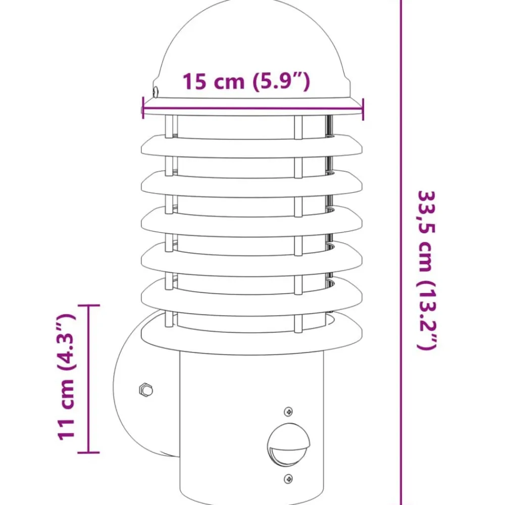 vidaXL Iluminación-Aplique de exterior con sensor acero inoxidable