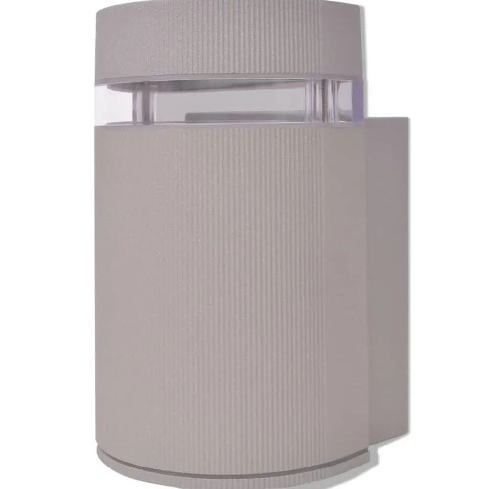 vidaXL Aplique de pared de exterior semicilíndrico gris aluminio Clearance