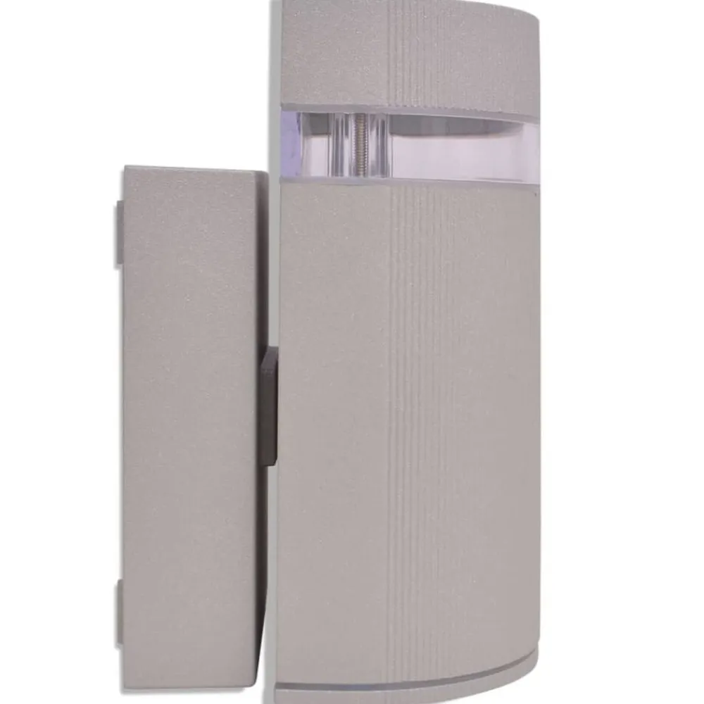 vidaXL Aplique de pared de exterior semicilíndrico gris aluminio Clearance