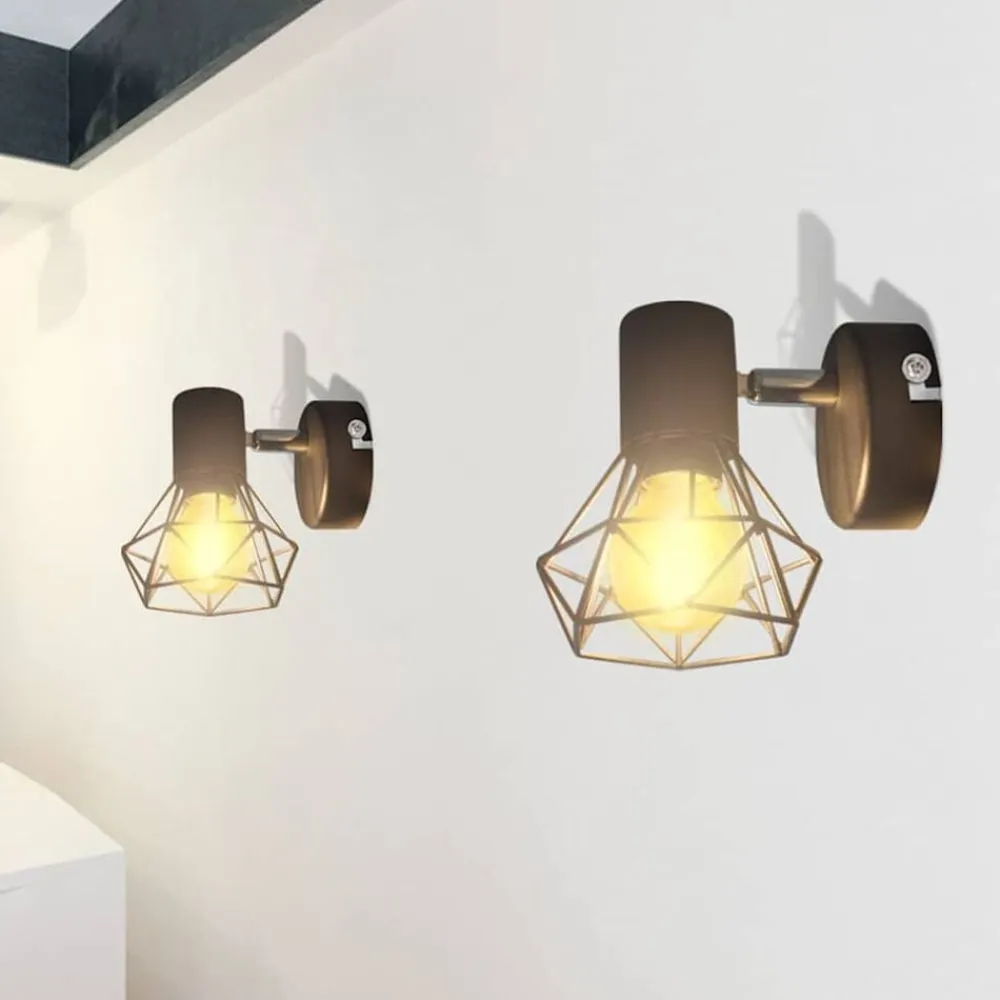 vidaXL Iluminación-Apliques bombilla filamento LED estilo industrial 2 uds negro