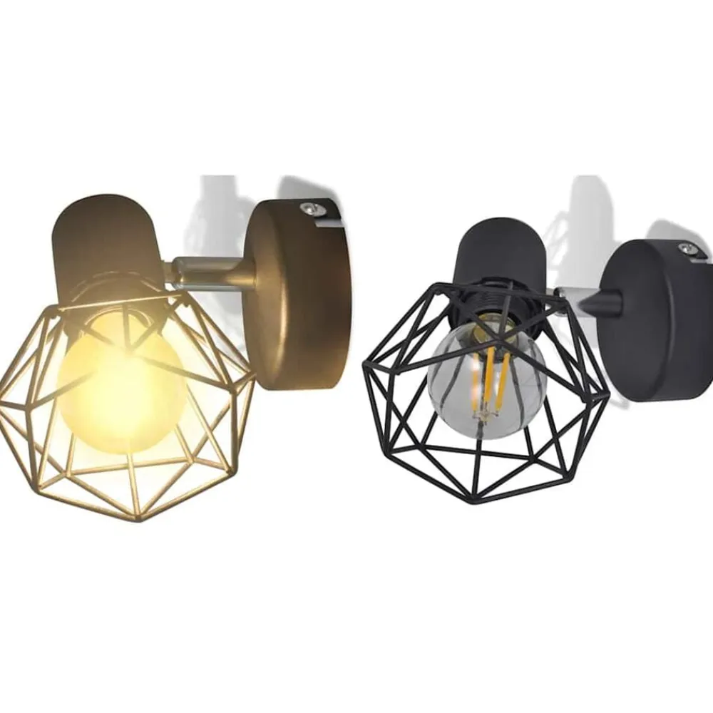 vidaXL Iluminación-Apliques bombilla filamento LED estilo industrial 2 uds negro