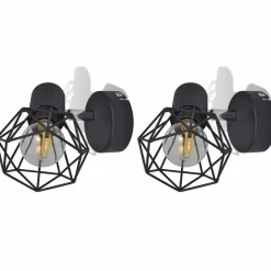 vidaXL Iluminación-Apliques bombilla filamento LED estilo industrial 2 uds negro