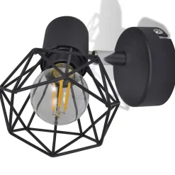 vidaXL Iluminación-Apliques bombilla filamento LED estilo industrial 2 uds negro