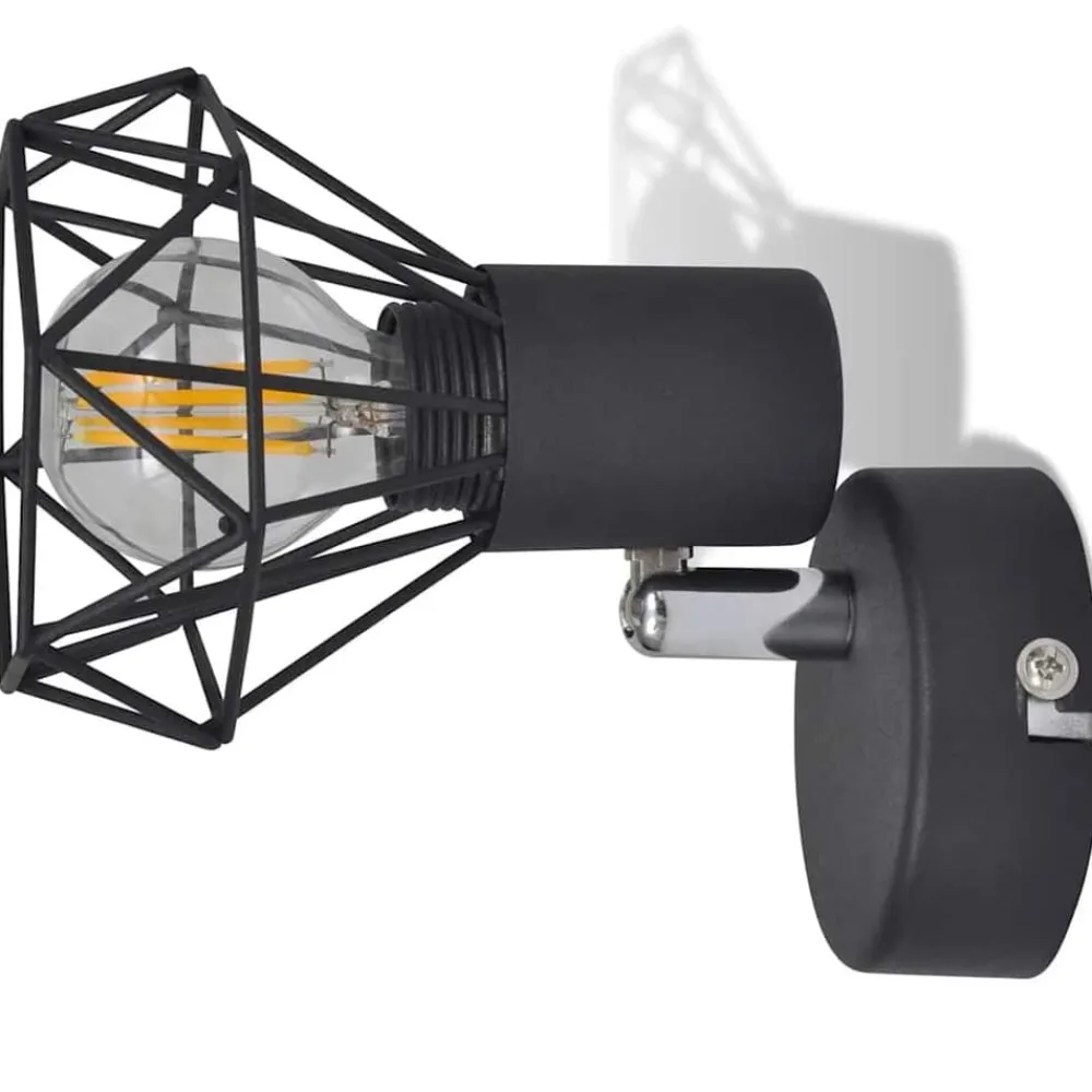 vidaXL Iluminación-Apliques bombilla filamento LED estilo industrial 2 uds negro