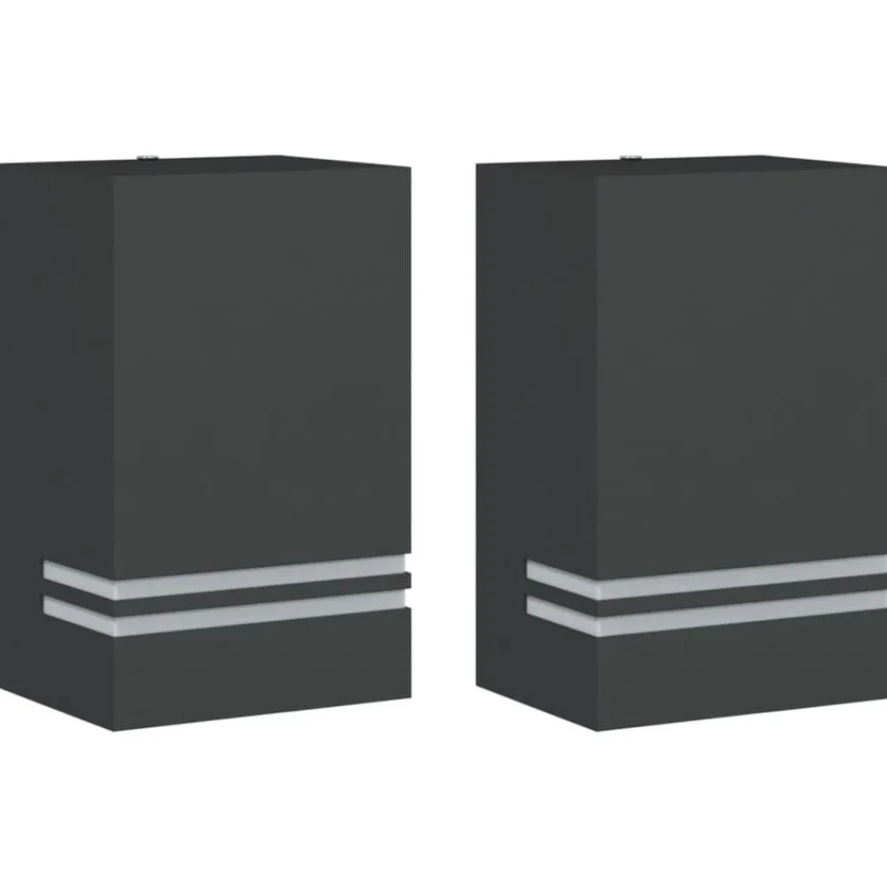 vidaXL Apliques de exterior 2 unidades acero inoxidable Negro Hot