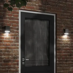 vidaXL Apliques de exterior 2 unidades acero inoxidable Negro Hot