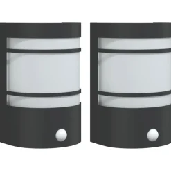 vidaXL Apliques de exterior con sensor 2 uds acero inoxidable Negro Best