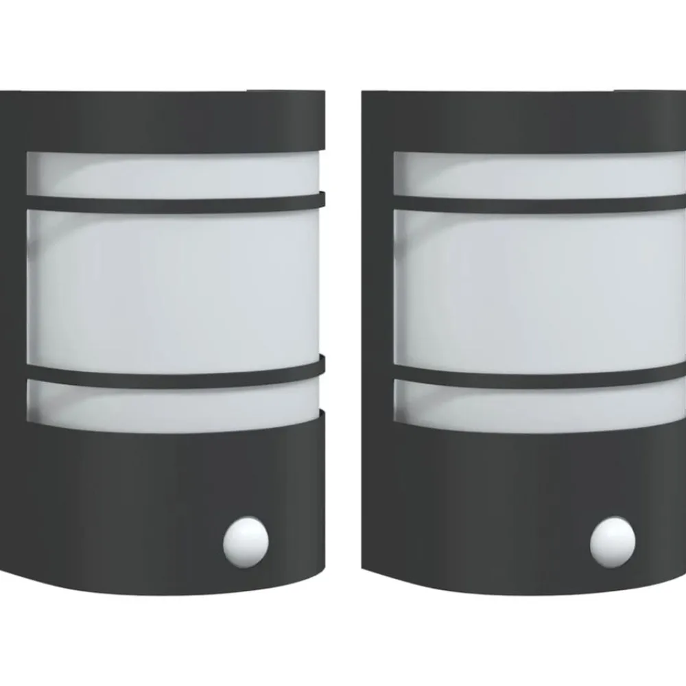 vidaXL Apliques de exterior con sensor 2 uds acero inoxidable Negro Best