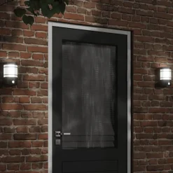 vidaXL Apliques de exterior con sensor 2 uds acero inoxidable Negro Best