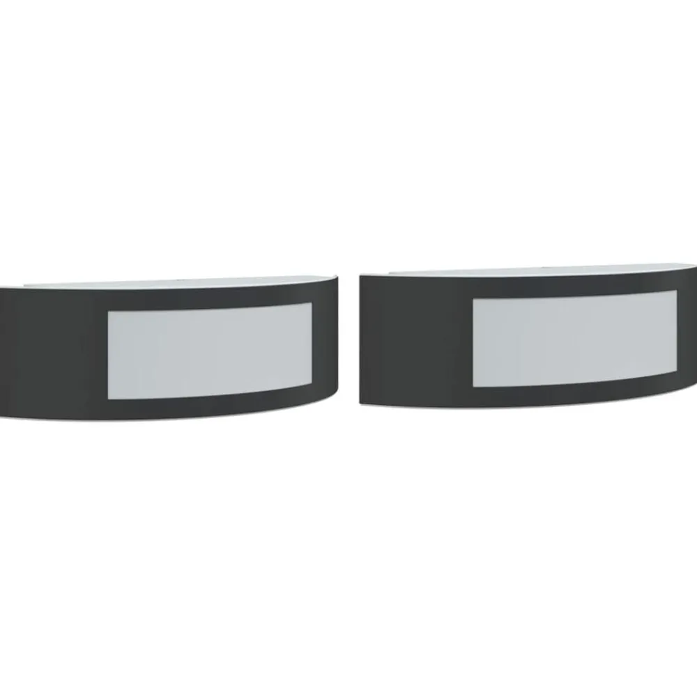 vidaXL Apliques de exterior 2 unidades acero inoxidable Negro Clearance