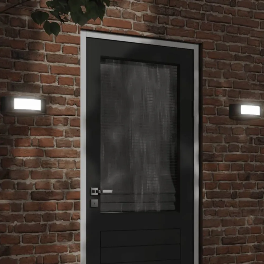 vidaXL Apliques de exterior 2 unidades acero inoxidable Negro Clearance