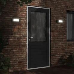 vidaXL Apliques de exterior 2 unidades acero inoxidable Negro Clearance