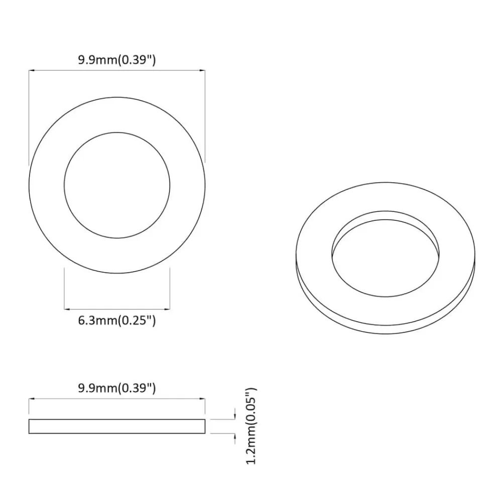 vidaXL Arandelas 2 pcs Plateado 10 x 10 x 0,8 mm Hierro New