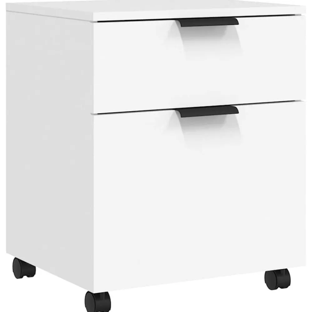 vidaXL Archivador con ruedas madera contrachapada 45x38x54 cm Blanco Outlet