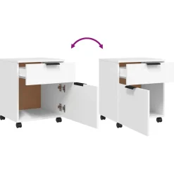 vidaXL Archivador con ruedas madera contrachapada 45x38x54 cm Blanco Outlet