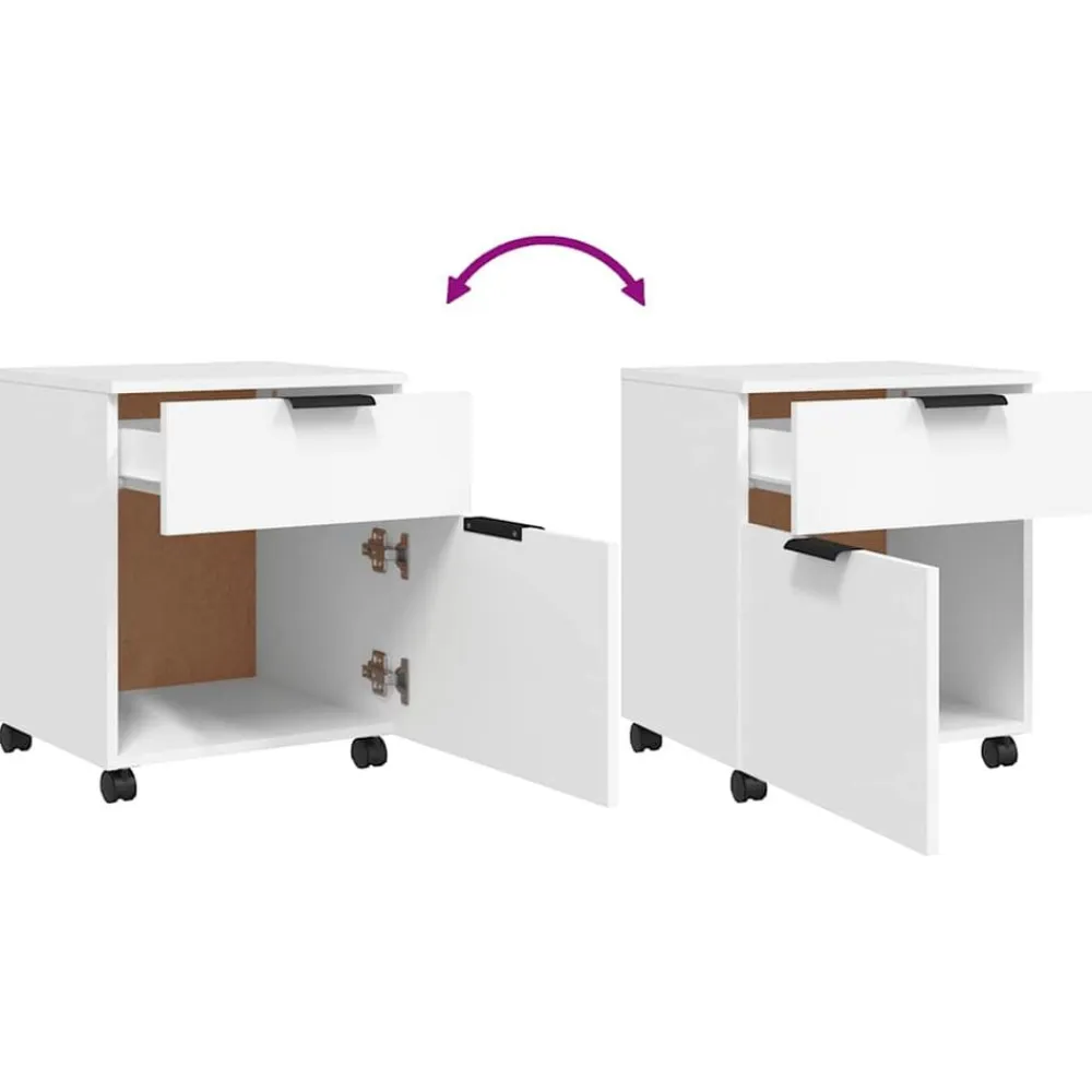 vidaXL Archivador con ruedas madera contrachapada 45x38x54 cm Blanco Outlet