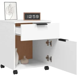 vidaXL Archivador con ruedas madera contrachapada 45x38x54 cm Blanco Outlet