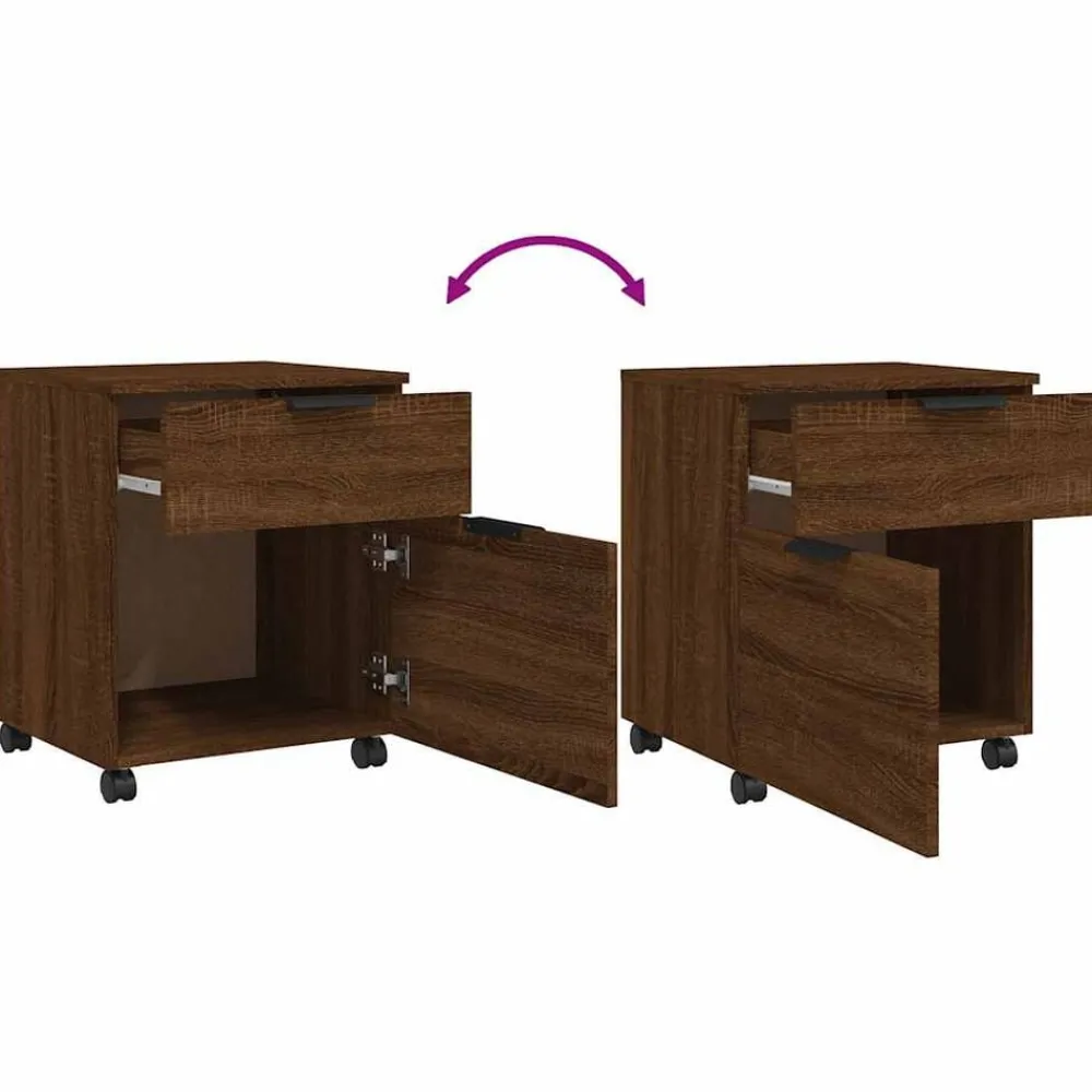 vidaXL Armarios Y Almacenamiento-Archivador ruedas madera contrachapada roble Sonoma 45x38x54 cm
