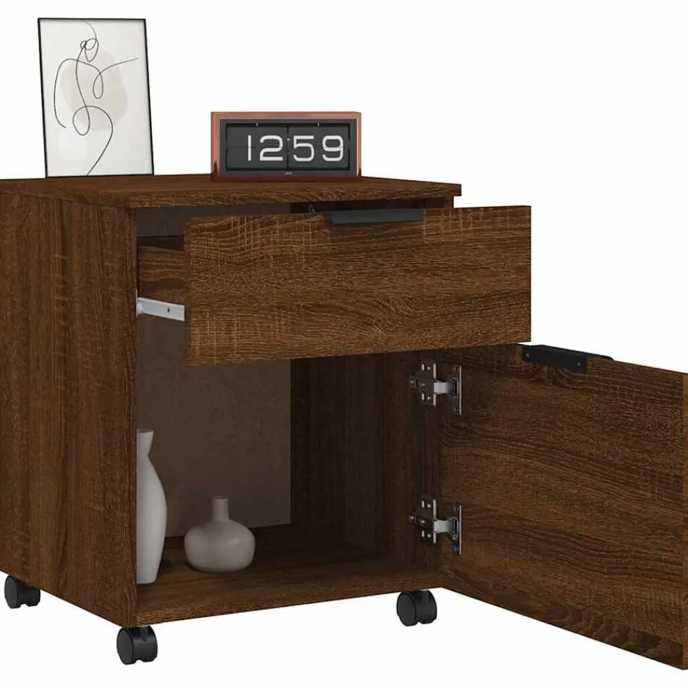 vidaXL Armarios Y Almacenamiento-Archivador ruedas madera contrachapada roble Sonoma 45x38x54 cm