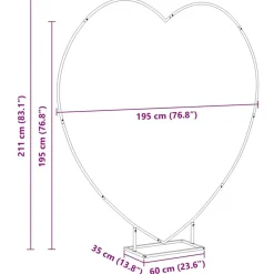 vidaXL Arco de Boda 195 x 35 x 211 cm Acero White Best